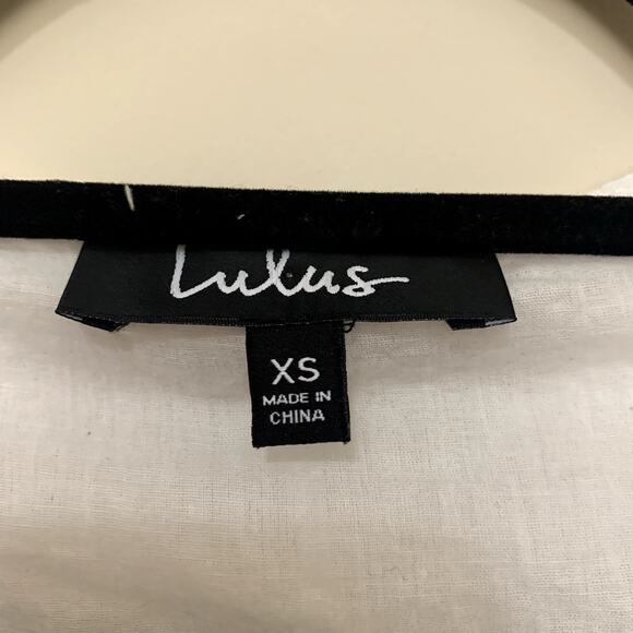 Lulu's white embroidered long-sleeve tie-front mini dress size XS - Picture 6 of 10